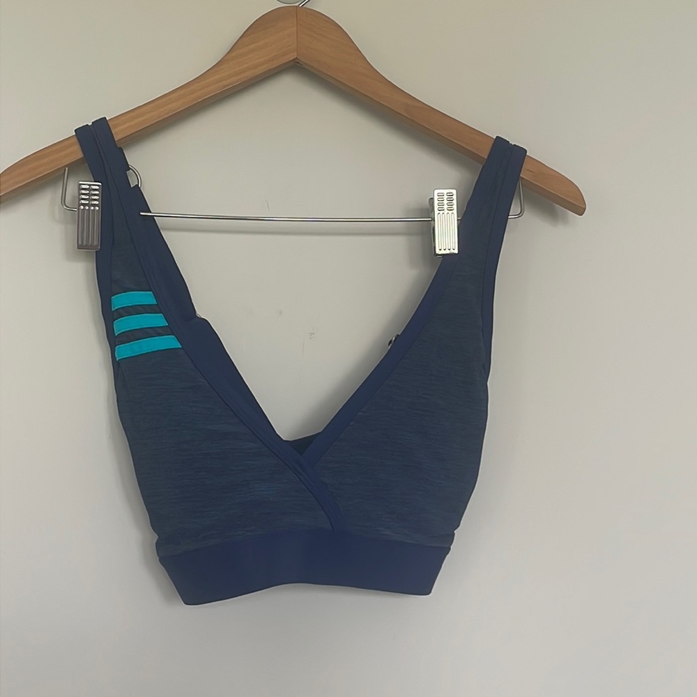 adidas blue marled crisscross bikini top Sz M EUC